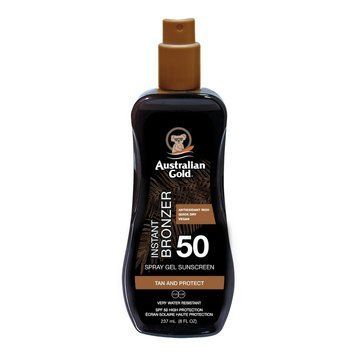 Australian Gold Spray Gel Sunscreen with Instant Bronzer SPF 50 спрей-гель сонцезахисний водостійкий з ефектом миттєвого засмаги 237 мл SP001740 фото